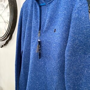 IZOD  Men's Quarter-Zip Heathered Blue Sweater